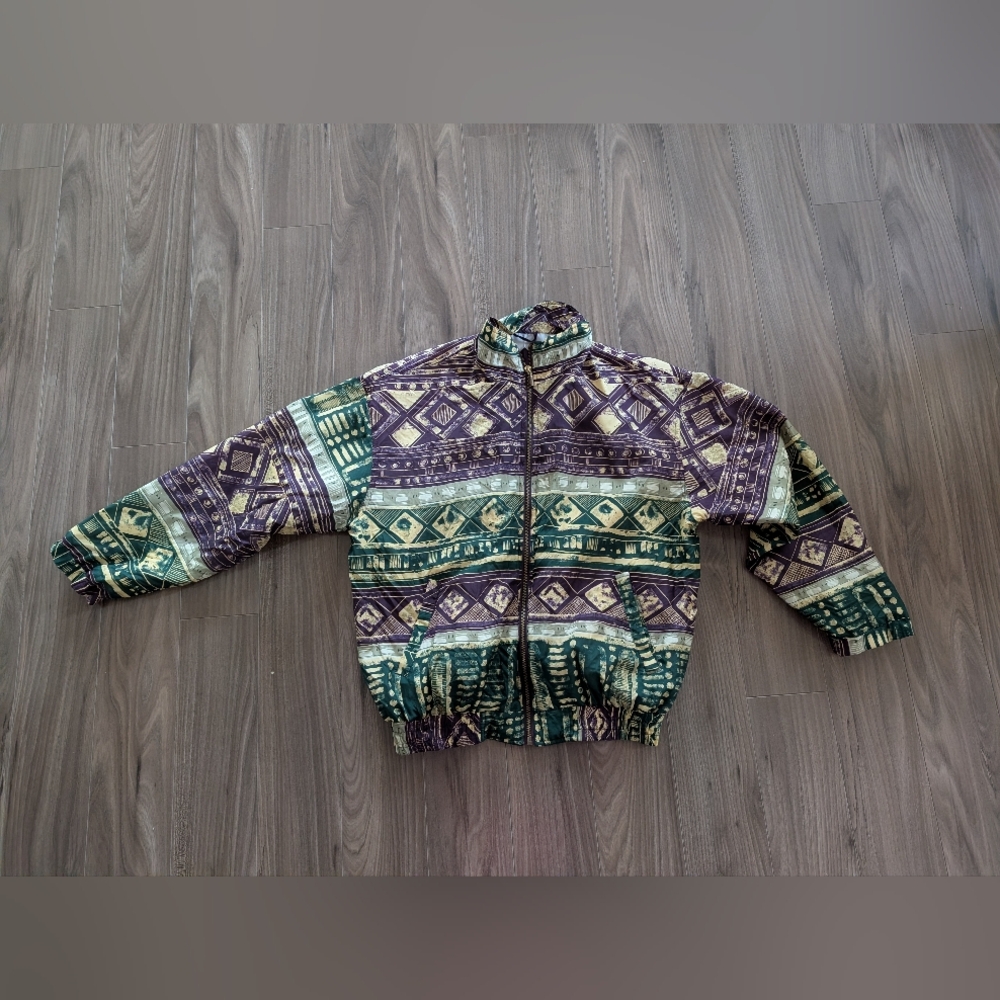 Vintage 100% Silk Jacquard Patterned Jacket (Size Small)